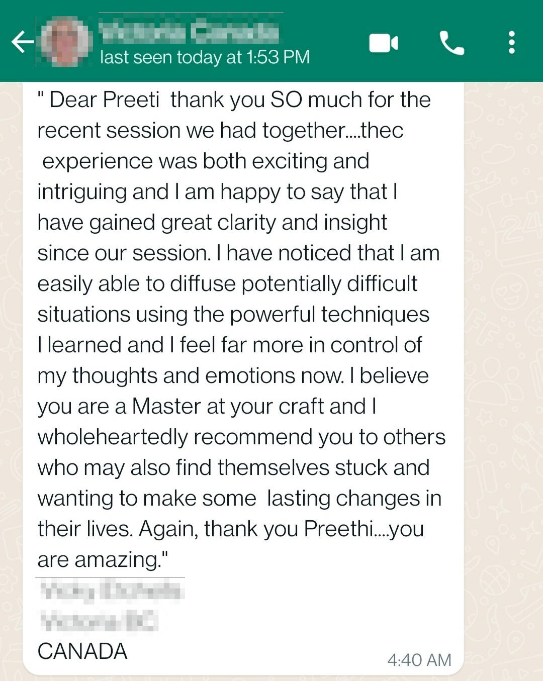Client testimonial about hypnotherapy for improving communication in a relationship